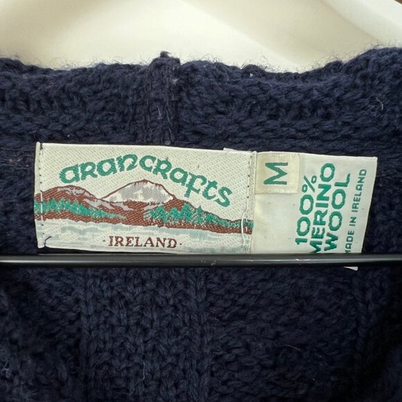 Aran Crafts 100% Merino Wool Hooded Coatigan Cardigan Sweater Coat Cable Knit - Picture 5 of 9